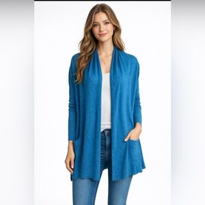 Zadig & Voltaire Dana CP Women Cashmere Open Front Cardigan Blue Size S Flaw